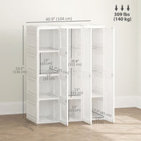 Portable Wardrobe, Foldable Plastic Closet with 8 Compartments, 2 Hanging Rods and Magnetic Doors, White