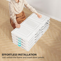 Portable Wardrobe, Foldable Plastic Closet with 8 Compartments, 2 Hanging Rods and Magnetic Doors, White