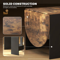 Oval Folding Dining Table, Space Saving Drop Leaf Kitchen Table for Dining Room, Living Room, Rustic Brown