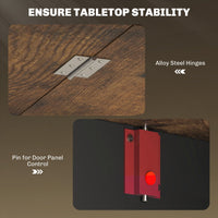 Oval Folding Dining Table, Space Saving Drop Leaf Kitchen Table for Dining Room, Living Room, Rustic Brown