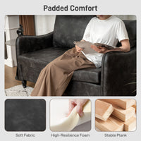 55" Loveseat Sofa, Small 2 Seater Couch with Solid Wood Legs, Modern PU Leather Upholstered Sofa for Small Spaces, Grey