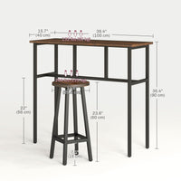 Bar Table Set of 6 Bar Table and Stools for 4 2 Breakfast Tables and 4 Stools for Living Room Dining Room Rustic Brown