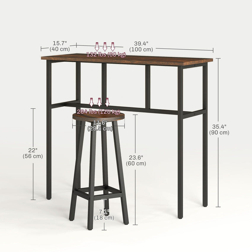 Bar Table Set of 6 Bar Table and Stools for 4 2 Breakfast Tables and 4 Stools for Living Room Dining Room Rustic Brown