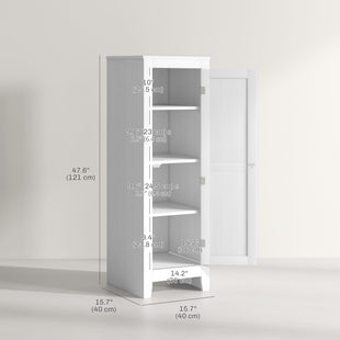 Kitchen Pantry Storage Cabinet with Adjustable Shelves, Small Storage Cabinet with Door and Shelves, White