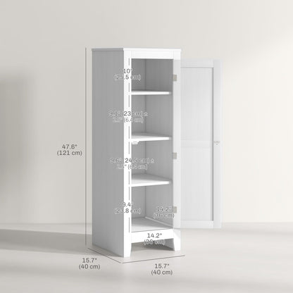 Kitchen Pantry Storage Cabinet with Adjustable Shelves, Small Storage Cabinet with Door and Shelves, White