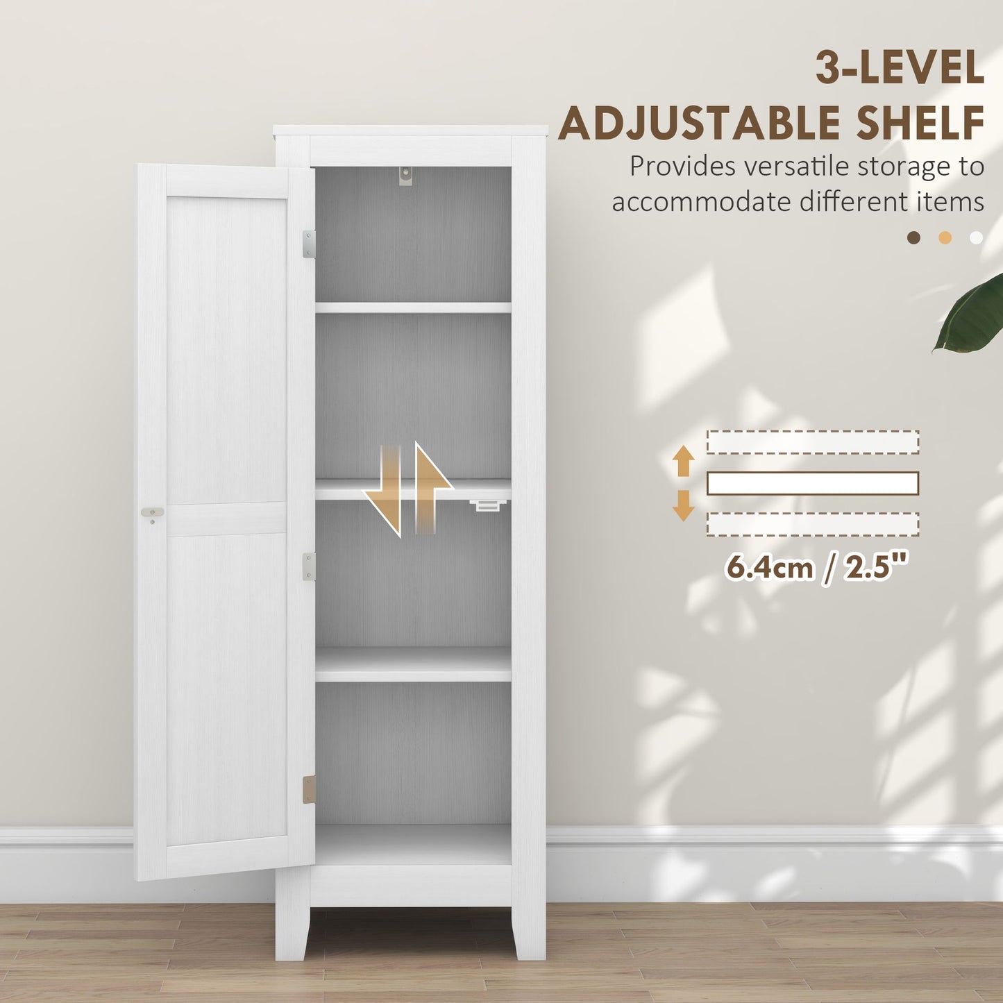 Kitchen Pantry Storage Cabinet with Adjustable Shelves, Small Storage Cabinet with Door and Shelves, White