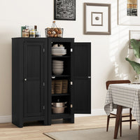 Kitchen Pantry Storage Cabinet with Adjustable Shelves, Small Storage Cabinet with Door and Shelves, Black