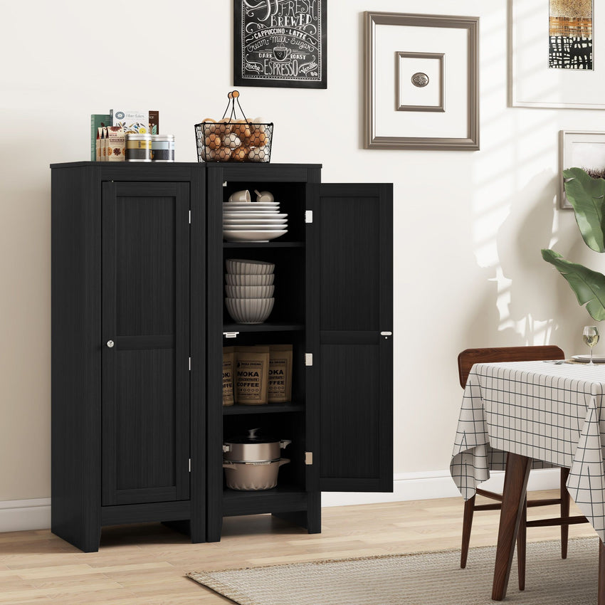 Kitchen Pantry Storage Cabinet with Adjustable Shelves, Small Storage Cabinet with Door and Shelves, Black
