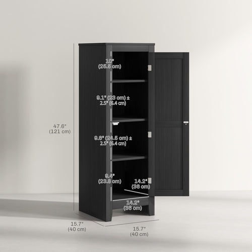 Kitchen Pantry Storage Cabinet with Adjustable Shelves, Small Storage Cabinet with Door and Shelves, Black