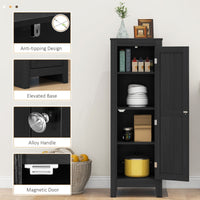Kitchen Pantry Storage Cabinet with Adjustable Shelves, Small Storage Cabinet with Door and Shelves, Black