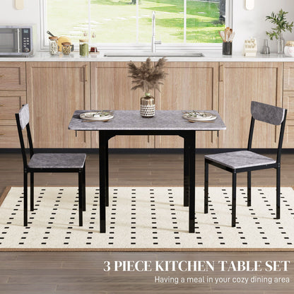 Foldable Dining Table Set for 2, Drop-Leaf Kitchen Table with 2 Chairs for Apartments, Studios, Natural Drop-leaf Dining Table Set Includes 2 Chairs