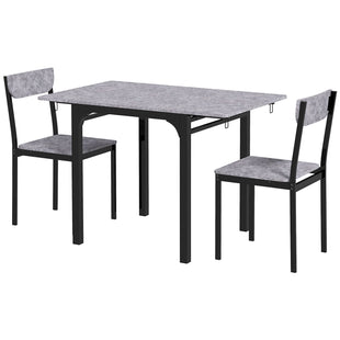 Foldable Dining Table Set for 2, Drop-Leaf Kitchen Table with 2 Chairs for Apartments, Studios, Natural Drop-leaf Dining Table Set Includes 2 Chairs