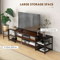 Industrial TV Cabinet, TV Stand for TVs Up to 80" with Storage Shelf and Steel Frame