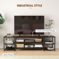 Industrial TV Cabinet, TV Stand for TVs Up to 80" with Storage Shelf and Steel Frame