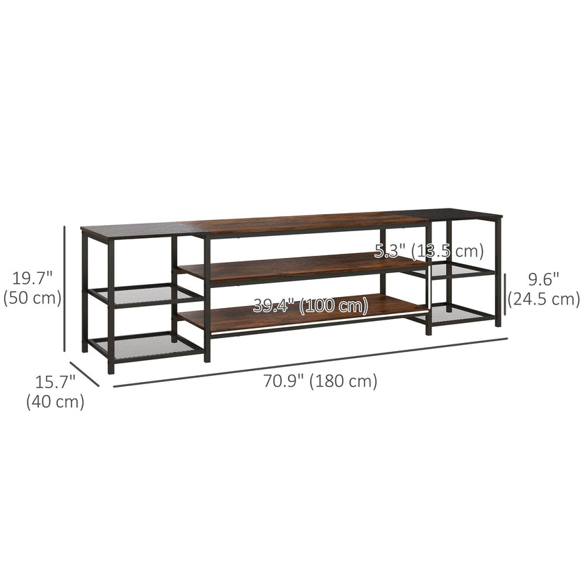 Industrial TV Cabinet, TV Stand for TVs Up to 80" with Storage Shelf and Steel Frame