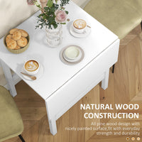 Solid Wood Kitchen Table, Farmhouse Drop Leaf Tables for Small Spaces, Folding Dining Table, White