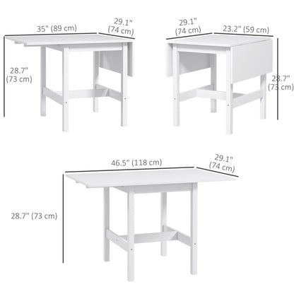 Solid Wood Kitchen Table, Farmhouse Drop Leaf Tables for Small Spaces, Folding Dining Table, White