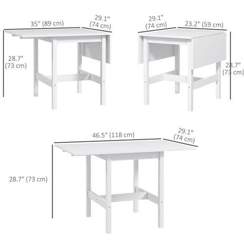 Solid Wood Kitchen Table, Farmhouse Drop Leaf Tables for Small Spaces, Folding Dining Table, White