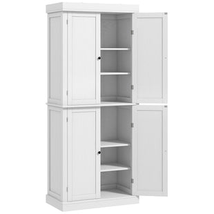 72.5" Tall Kitchen Pantry Storage Cabinet with Adjustable Shelves & 4 Doors, White