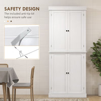72.5" Tall Kitchen Pantry Storage Cabinet with Adjustable Shelves & 4 Doors, White