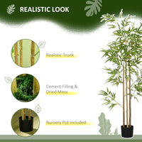 Set of 2 6ft Artificial Tree, Indoor Fake Bamboo with Pot, for Home Office Living Room Decor