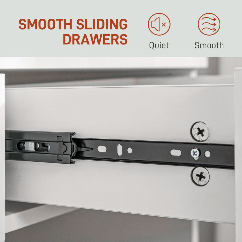 Makeup Vanity Desk Set with Stool, Dressing Table with LED Lighting Mirror, Drawers, for Bedroom, White