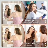 Makeup Vanity Desk Set with Stool, Dressing Table with LED Lighting Mirror, Drawers, for Bedroom, White