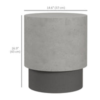 Lightweight Accent Table with Concrete Finish, Round Side Table with 4 Adjustable Feet for Indoor, Outdoor