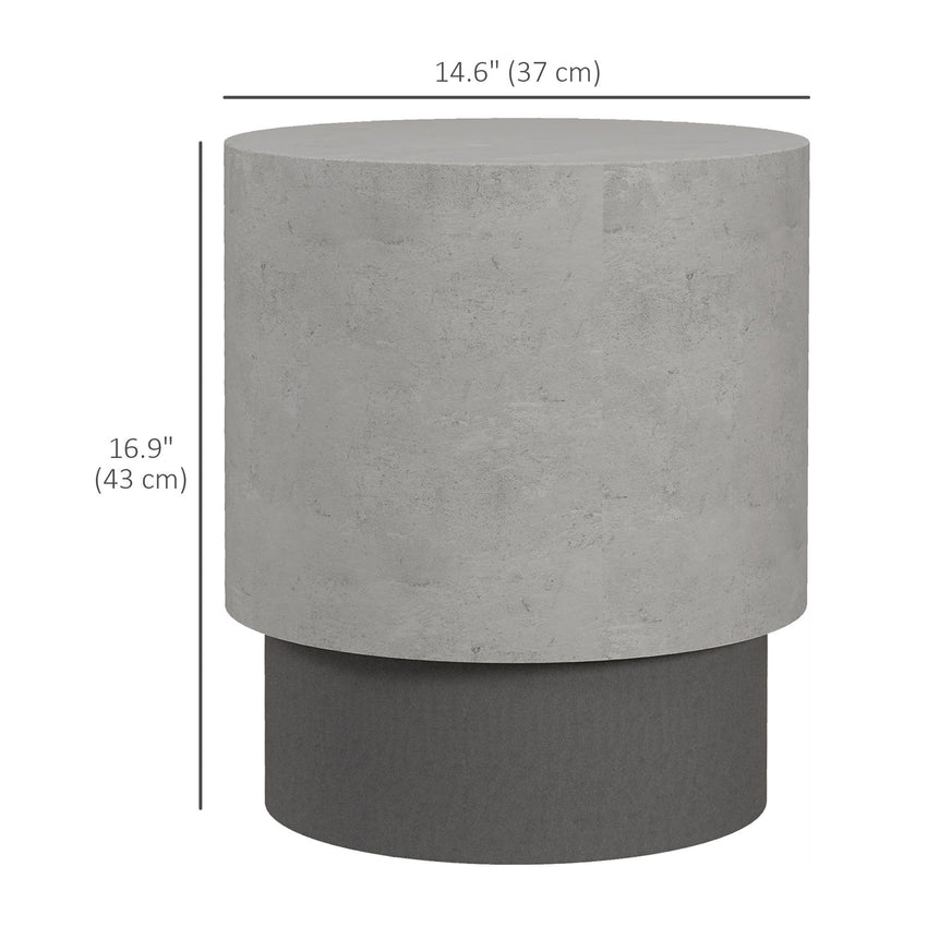 Lightweight Accent Table with Concrete Finish, Round Side Table with 4 Adjustable Feet for Indoor, Outdoor