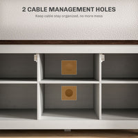 Farmhouse TV Stand for up to 50" TV, TV Cabinet with Barn Doors, Cable Management for Living Room, Distressed White