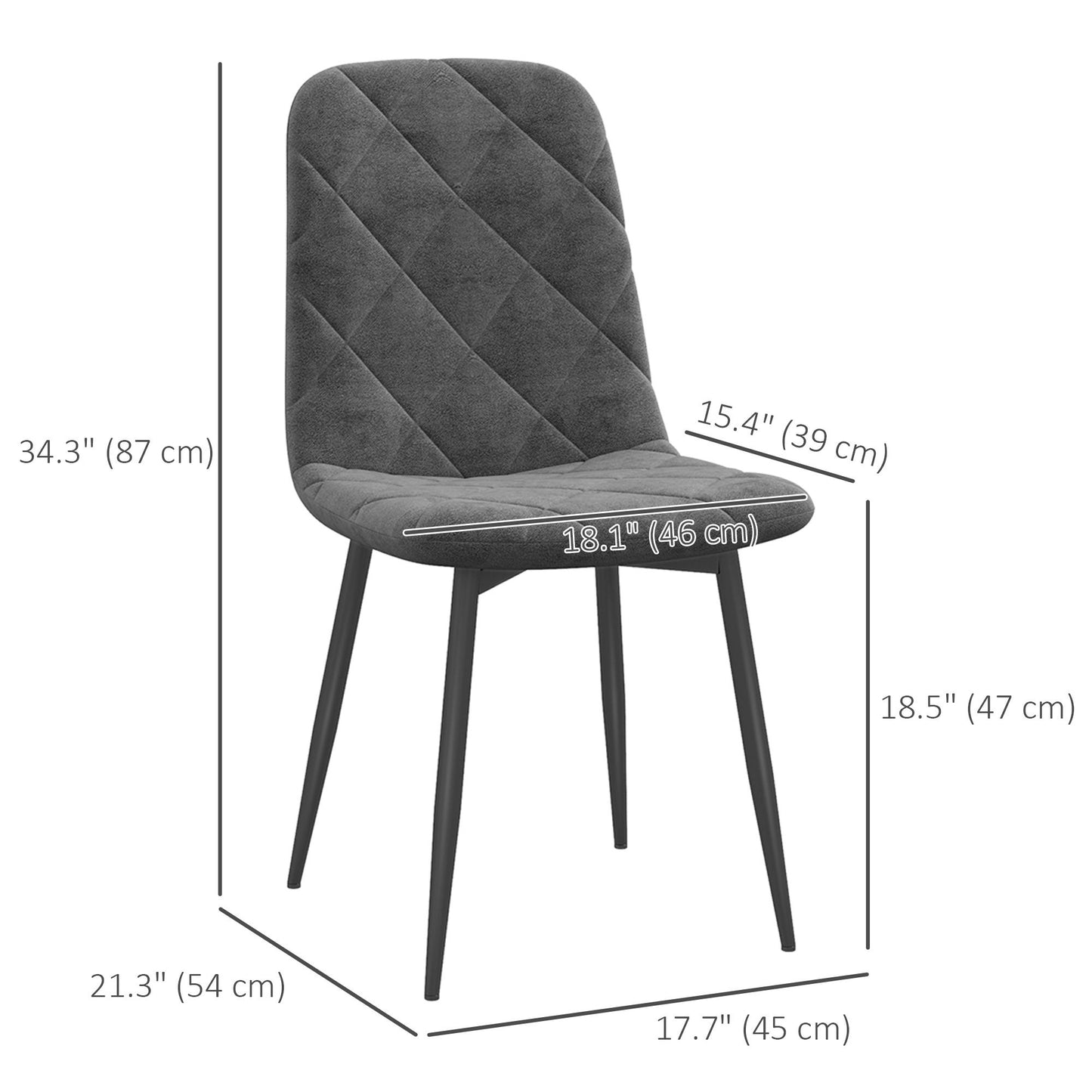 Dining Chairs Set of 4, Upholstered Dining Room Chairs with Steel Legs, Modern Kitchen Chair for Dining Room, Grey