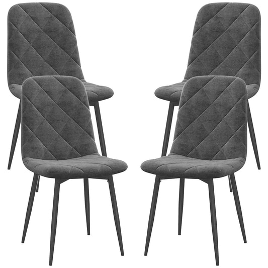 Dining Chairs Set of 4, Upholstered Dining Room Chairs with Steel Legs, Modern Kitchen Chair for Dining Room, Grey