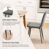 Dining Chairs Set of 4, Upholstered Dining Room Chairs with Steel Legs, Modern Kitchen Chair for Dining Room, Grey