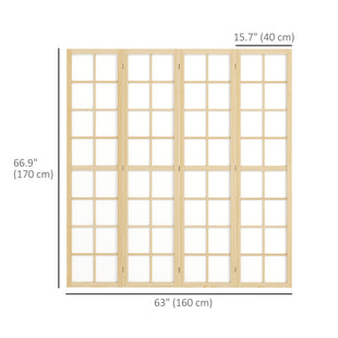 4 Panel Room Divider, 5.6 ft Folding Wall Divider Room Partition for Home Office, Bedroom, Living Room