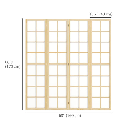 4 Panel Room Divider, 5.6 ft Folding Wall Divider Room Partition for Home Office, Bedroom, Living Room