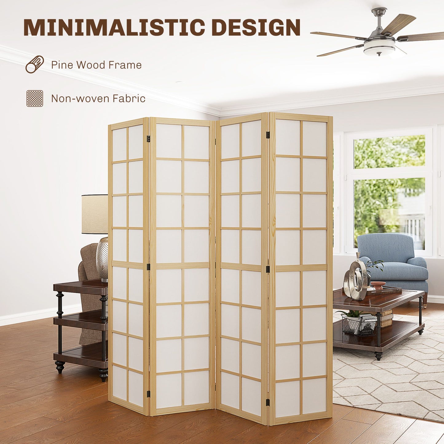 4 Panel Room Divider, 5.6 ft Folding Wall Divider Room Partition for Home Office, Bedroom, Living Room