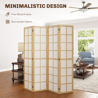 4 Panel Room Divider, 5.6 ft Folding Wall Divider Room Partition for Home Office, Bedroom, Living Room