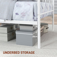 Metal Twin Platform Bed Frame with Headboard, Steel Slat Support, Underbed Storage, No Box Spring Needed, Easy Assembly