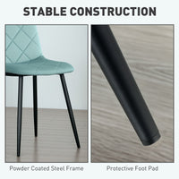 Dining Chairs Set of 4, Upholstered Dining Room Chairs with Steel Legs, Modern Kitchen Chair for Dining Room, Green