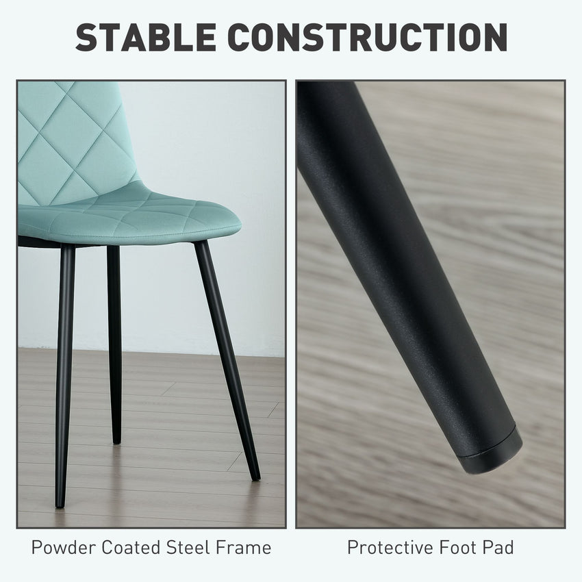 Dining Chairs Set of 4, Upholstered Dining Room Chairs with Steel Legs, Modern Kitchen Chair for Dining Room, Green