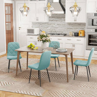 Dining Chairs Set of 4, Upholstered Dining Room Chairs with Steel Legs, Modern Kitchen Chair for Dining Room, Green