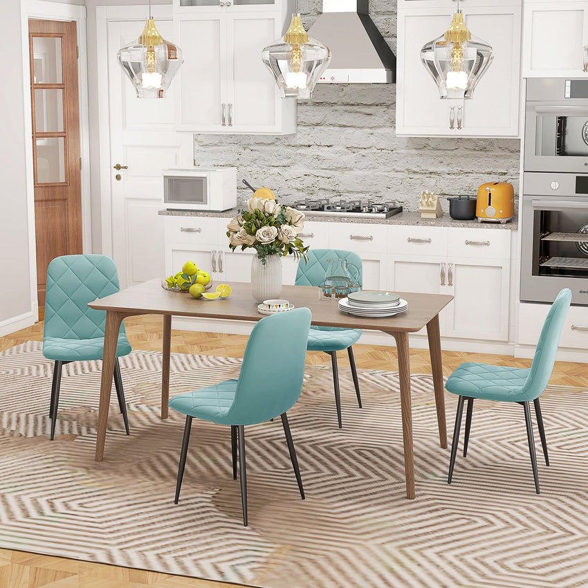 Dining Chairs Set of 4, Upholstered Dining Room Chairs with Steel Legs, Modern Kitchen Chair for Dining Room, Green