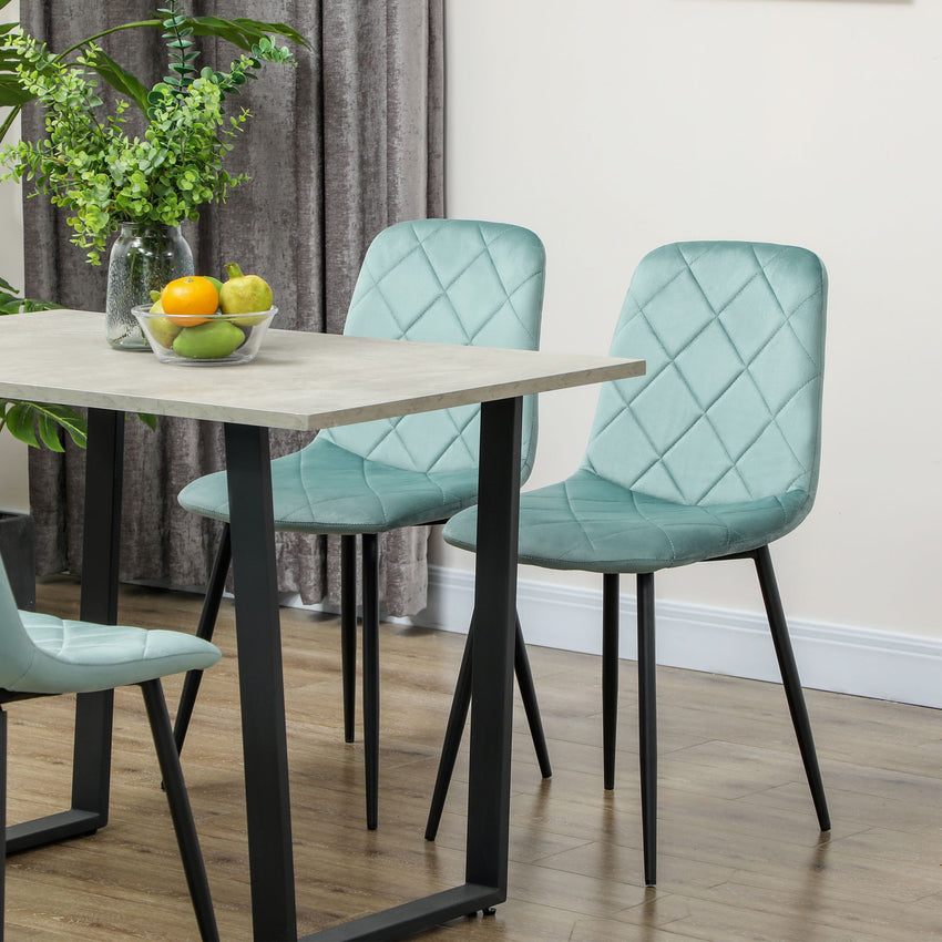 Dining Chairs Set of 4, Upholstered Dining Room Chairs with Steel Legs, Modern Kitchen Chair for Dining Room, Green
