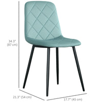 Dining Chairs Set of 4, Upholstered Dining Room Chairs with Steel Legs, Modern Kitchen Chair for Dining Room, Green