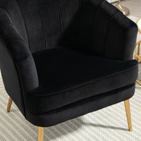 Fabric Armchair, Modern Accent Chair with Gold Metal Legs for Living Room, Bedroom, Home Office, Black