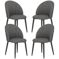 Modern Dining Chairs Set of 4, Upholstered Dining Room Chairs with Metal Legs, Shell Backrest, Padded Seat, Dark Grey