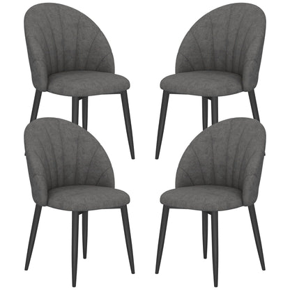 Modern Dining Chairs Set of 4, Upholstered Dining Room Chairs with Metal Legs, Shell Backrest, Padded Seat, Dark Grey