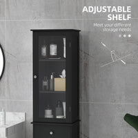 Tall Bathroom Cabinet, Bathroom Storage Cabinet with Drawers, 2 Doors and Adjustable Shelves, Black