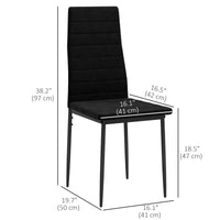 Modern Dining Chairs, Set of 4, High Back Upholstery and Metal Legs for the Living Room, Kitchen, Home Office, Black