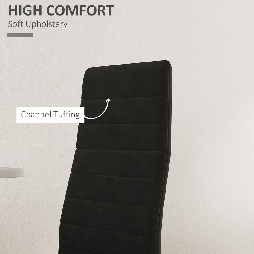 Modern Dining Chairs, Set of 4, High Back Upholstery and Metal Legs for the Living Room, Kitchen, Home Office, Black